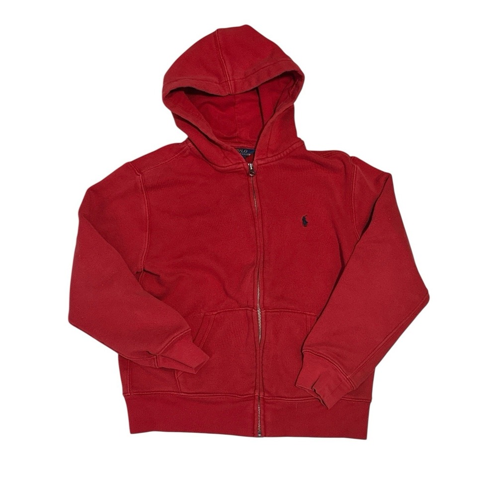 Polo Ralph‎ Lauren Full Zip Red Classic Hoodie KIDS Size M (10-12) Cott/Poly